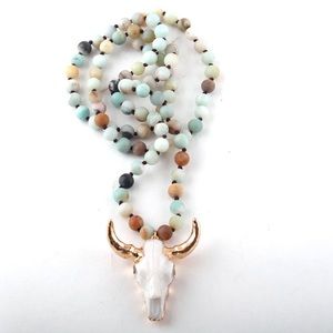 Boho Amazonite Horn Necklace